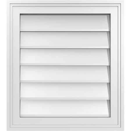 Ekena Millwork Vertical Surface Mount PVC Gable Vnt: Non-Functional, w/2"W x 1-1/2"H, Brickmould Frame, 18"W x 20"H GVPVE18X2002SN